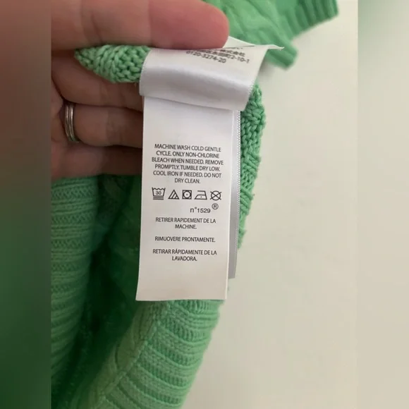 Ralph Lauren Polo Green Cable Knit Sweater Short Sleeve Pima Cotton Medium - Picture 6 of 8